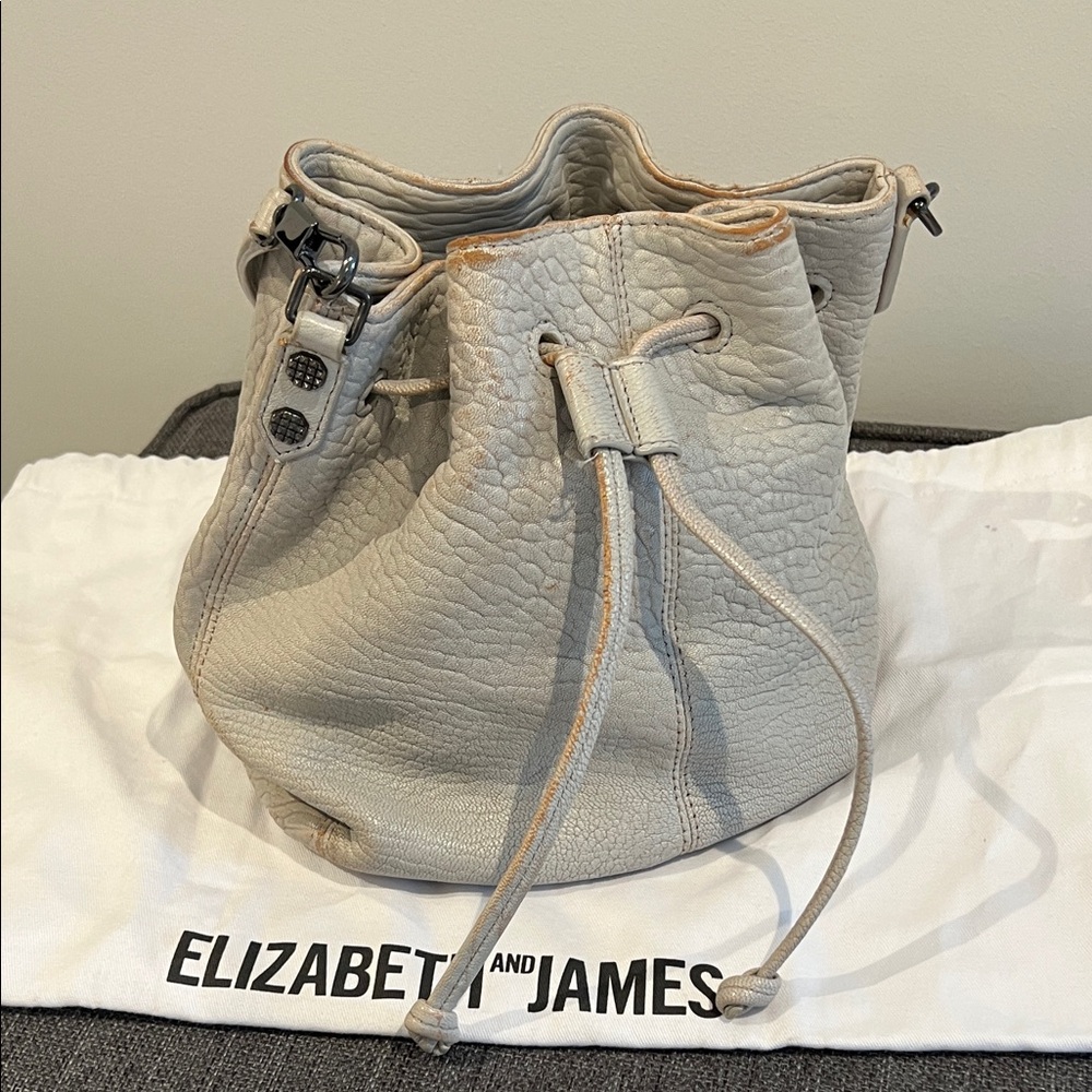 Elizabeth and James Cream Leather Hobo Bag